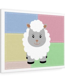 Happy Sheep on Colorful Patch Canvas Wall Art