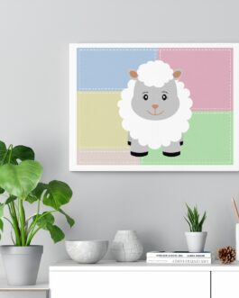 Happy Sheep on Colorful Patch Canvas Wall Art