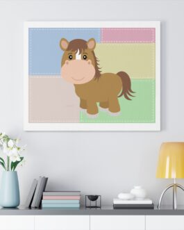 Happy Horse on Colorful Patch Canvas Wall Art