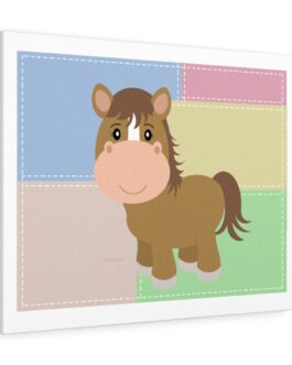 Happy Horse on Colorful Patch Canvas Wall Art