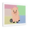Happy Pig on Colorful Patch Canvas Wall Art - Image 5