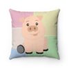 Happy Pig on Colorful Patch Pillow Case