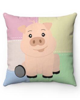 Happy Pig on Colorful Patch Pillow Case