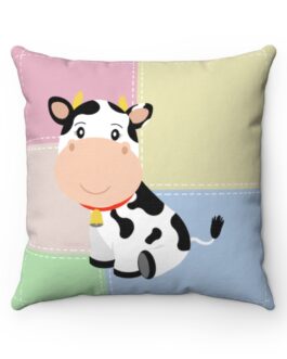 Happy Cow on Colorful Patch Pillow Case