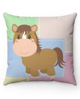 Happy Horse on Colorful Patch Pillow Case