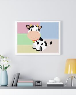 Happy Cow on Colorful Patch Canvas Wall Art