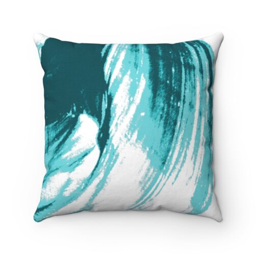 Sandy Dunes Teal/White Square Pillow Case front